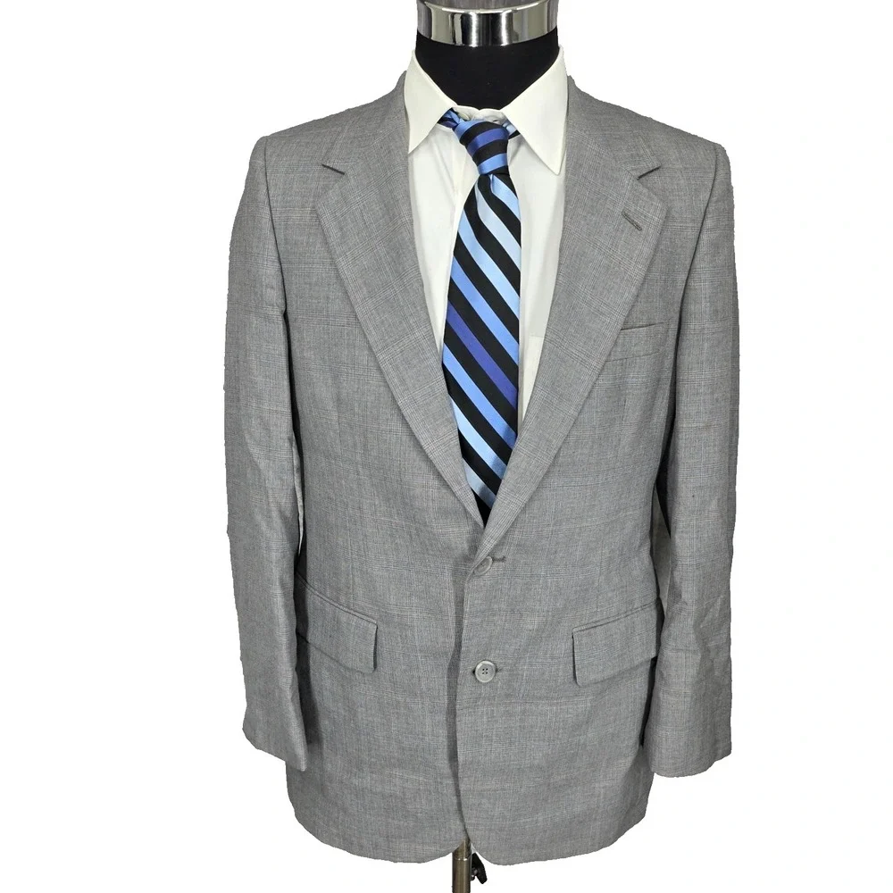 Bill Blass Blazer Jacket Mens 38 Gray Sport Coat 2 Buttons Vent‎ USA Made